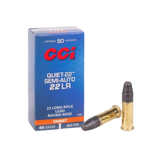 CCI Quiet-22 22 Long Rifle 45 Grain LRN Ammunition 50 Rounds