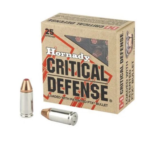 Hornady Critical Defense 9mm 115 Grain FTX Ammunition 25 Rounds