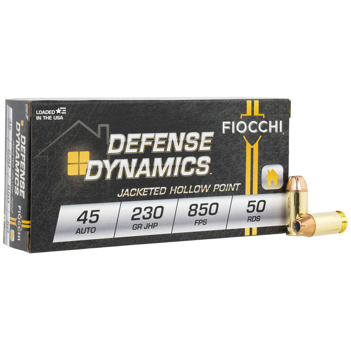 Fiocchi Defense Dynamics 45 ACP 230 Grain  JHP Ammunition 50 Rounds 230GR JHP