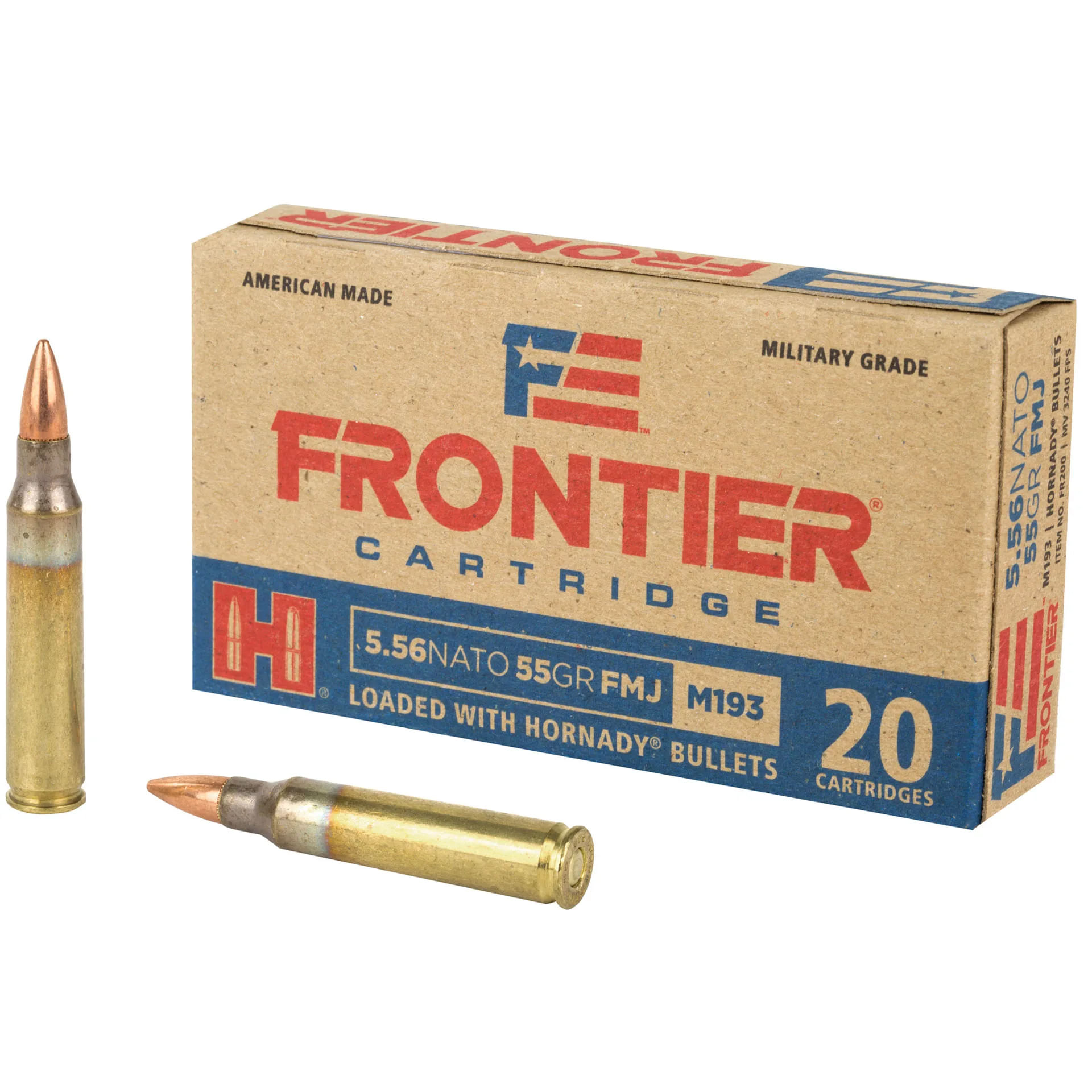 Hornady Frontier 5.56 Nato 55 Grain FMJ Ammunition 20 Rounds 55GR FMJ