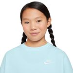 Nike Sportswear Club Fleece Boxy Crew-Neck Sweatshirt - Girls' Glacier Blue / White