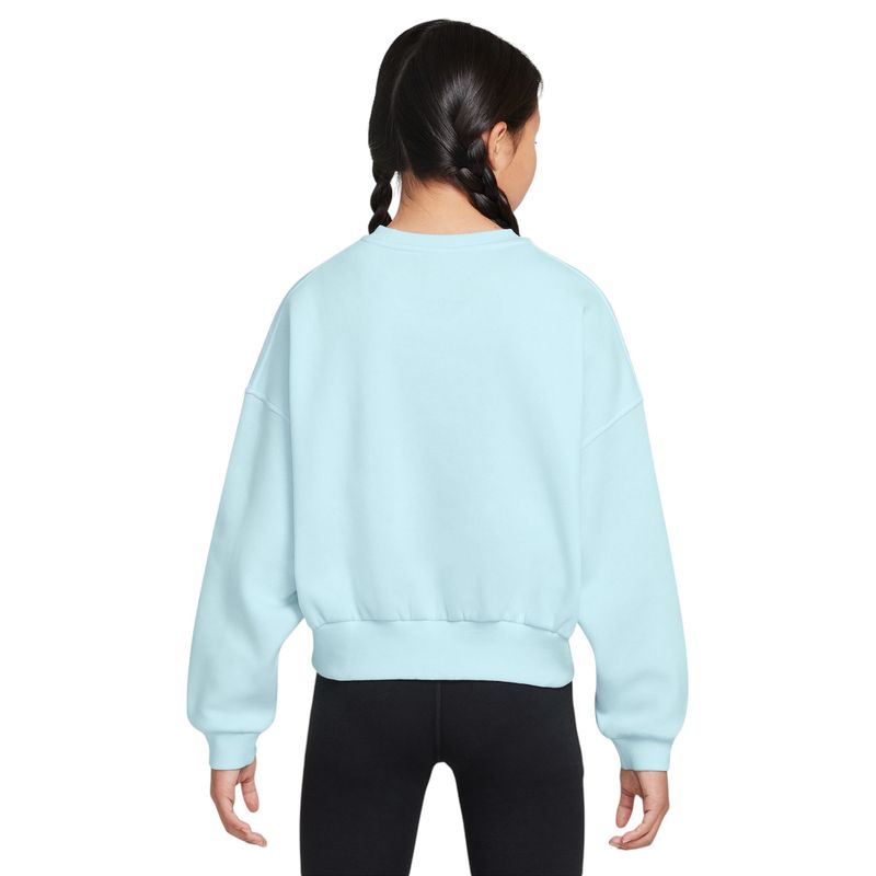 Nike Sportswear Club Fleece Boxy Crew-Neck Sweatshirt - Girls' Glacier Blue / White