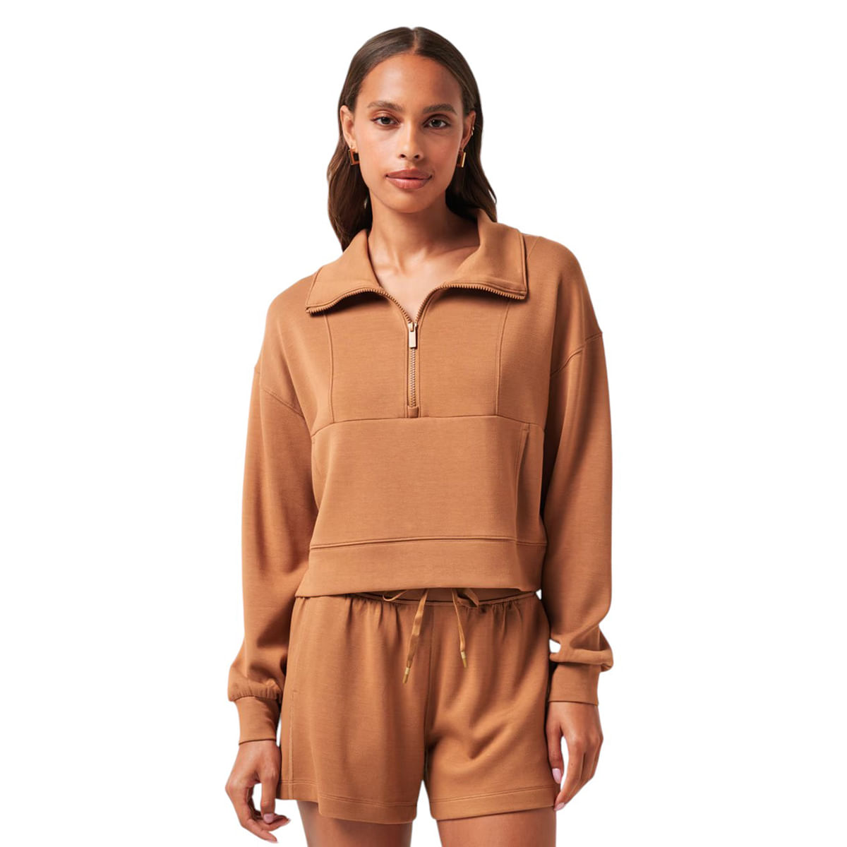 TRAVIS W SKYLOFT SOFT HALF ZIP Chestnut