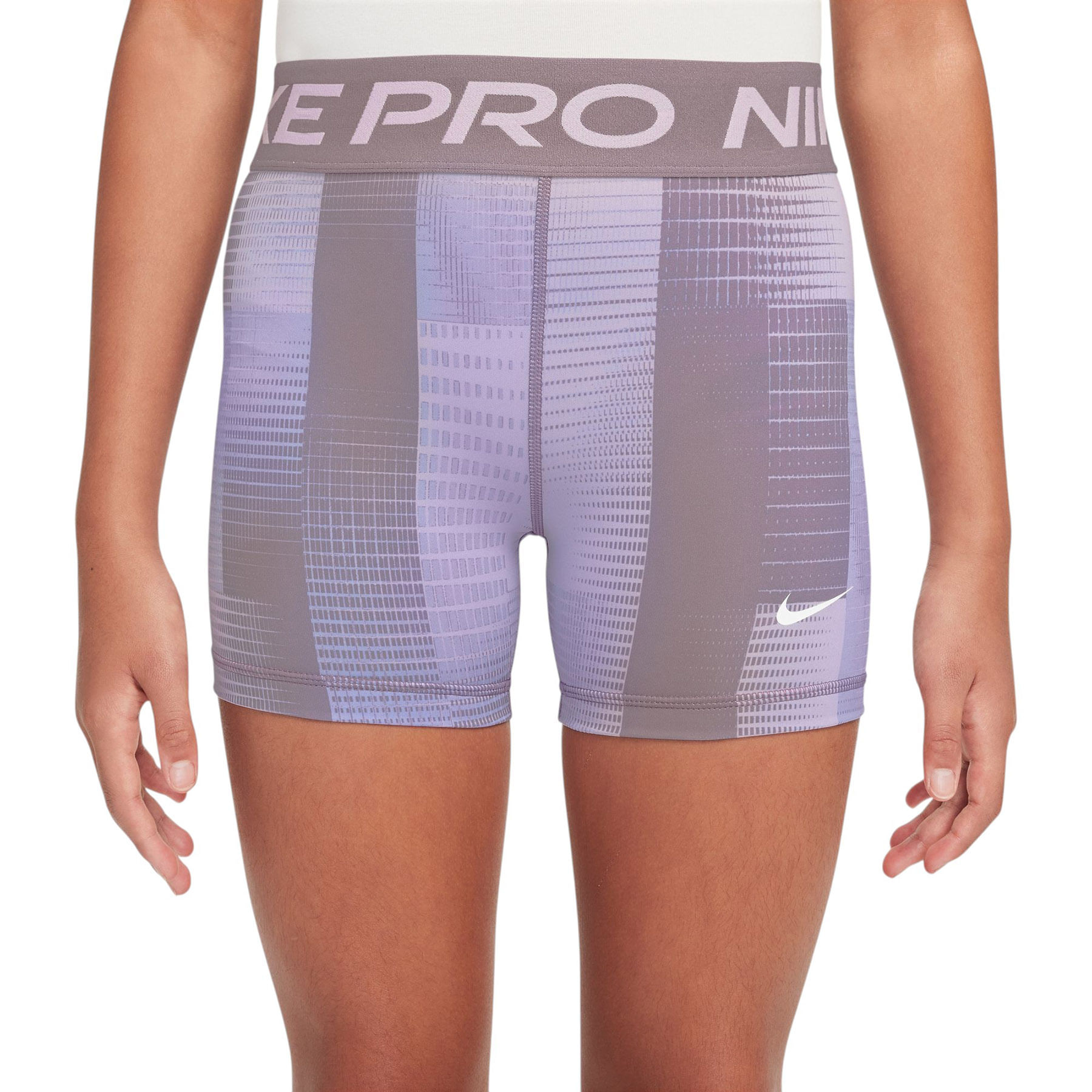 Nike Pro 5" Sports Short - Girls'  Hydrangeas / Taupe Grey / White