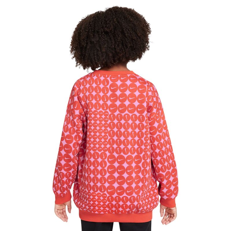 Nike-Sportswear-Club-Fleece-Oversized-Crew-Neck-Sweatshirt---Girls--Picante-Red---White