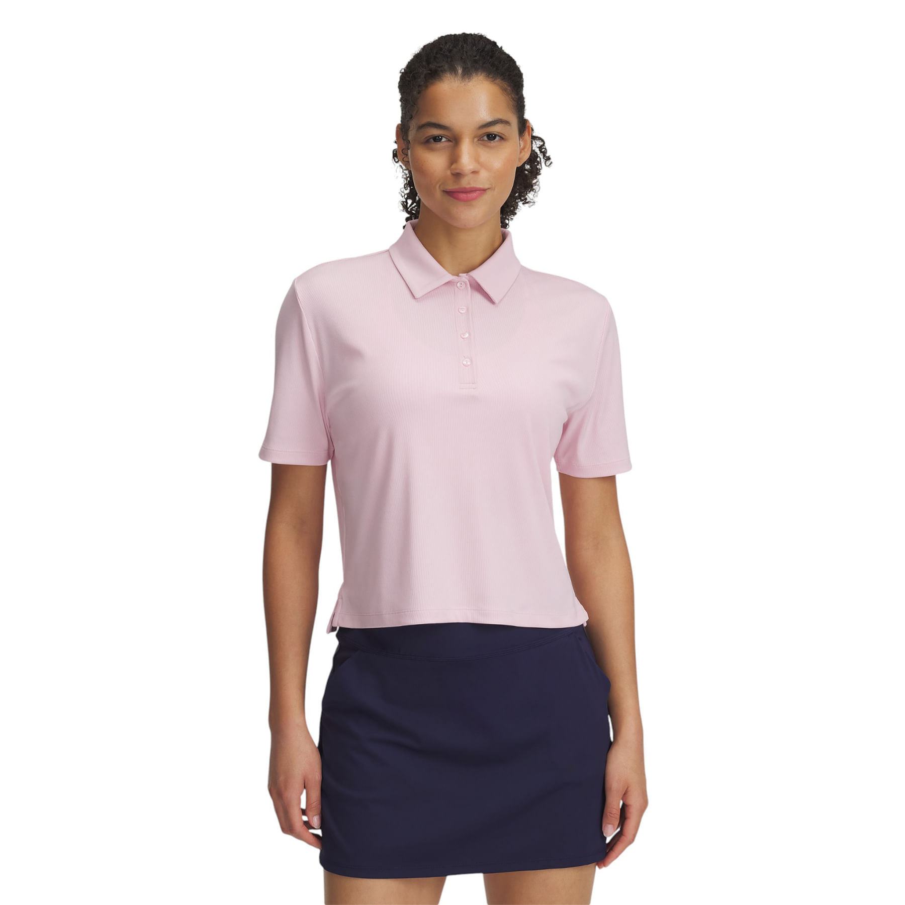 Under Armour UA Drive Boxy Crop Polo - Women's Prime Pink / Downpour Gray