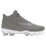 Under Armour Leadoff Mid RM 3.0 Jr Baseball Cleat - Boys' Baseball Gray / Baseball Gray / White