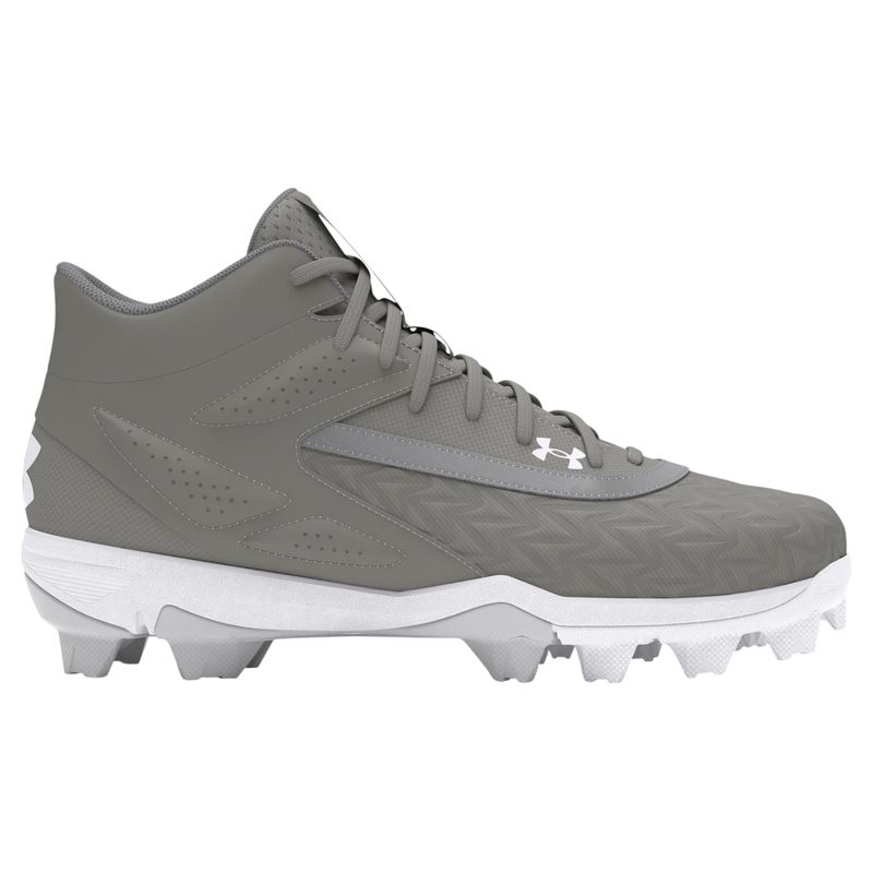 Under Armour Leadoff Mid RM 3.0 Jr Baseball Cleat - Boys' Baseball Gray / Baseball Gray / White