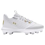 Under Armour Harper 9 TPU Jr Baseball Cleat - Boys' White / White / Metallic Gold