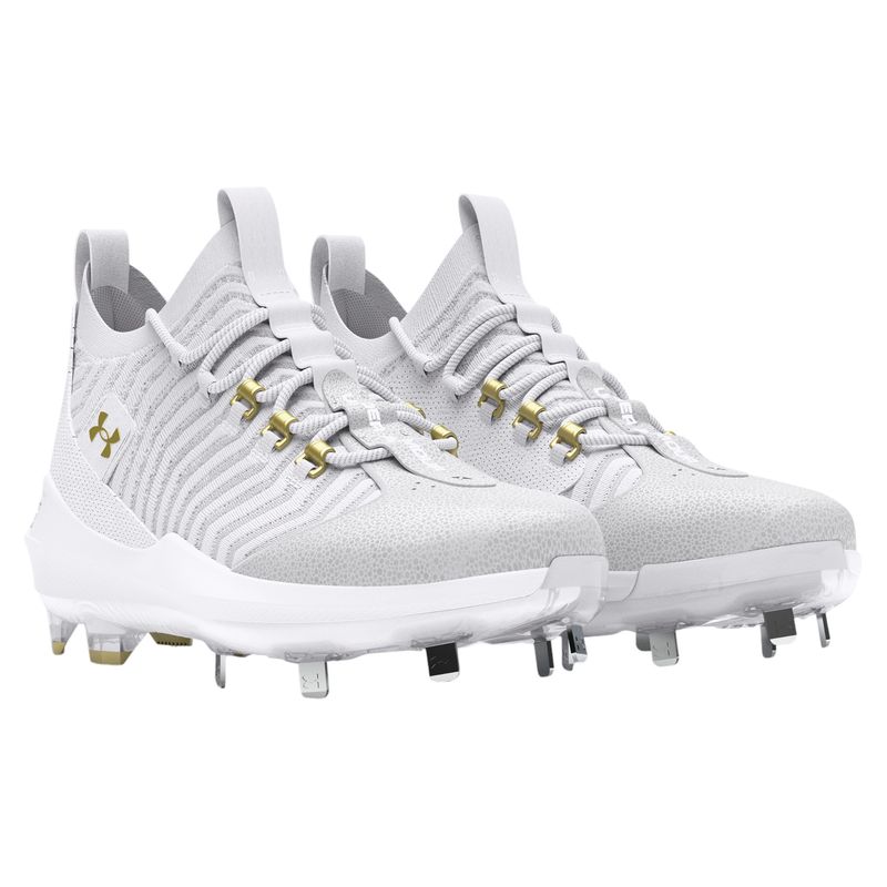 Under Armour UA Harper 9 Pro ST Baseball Cleats - Men's White / White / Metallic Gold