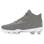 Under Armour Leadoff Mid RM 3.0 Jr Baseball Cleat - Boys' Baseball Gray / Baseball Gray / White