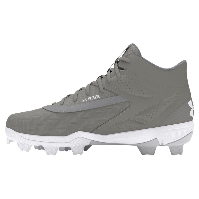 Under Armour Leadoff Mid RM 3.0 Jr Baseball Cleat - Boys' Baseball Gray / Baseball Gray / White
