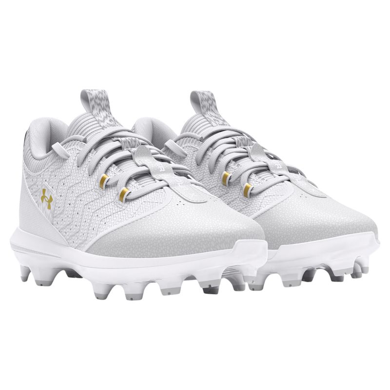 Under Armour Harper 9 TPU Jr Baseball Cleat - Boys' White / White / Metallic Gold