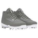 Under Armour Leadoff Mid RM 3.0 Jr Baseball Cleat - Boys' Baseball Gray / Baseball Gray / White
