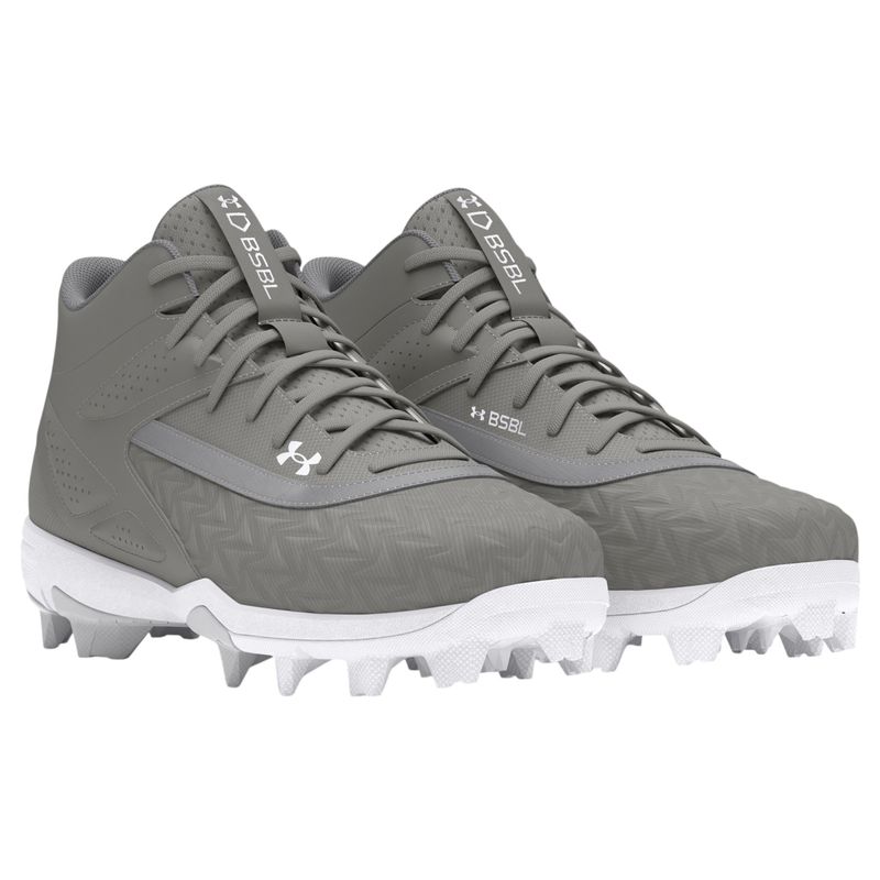 Under Armour Leadoff Mid RM 3.0 Jr Baseball Cleat - Boys' Baseball Gray / Baseball Gray / White