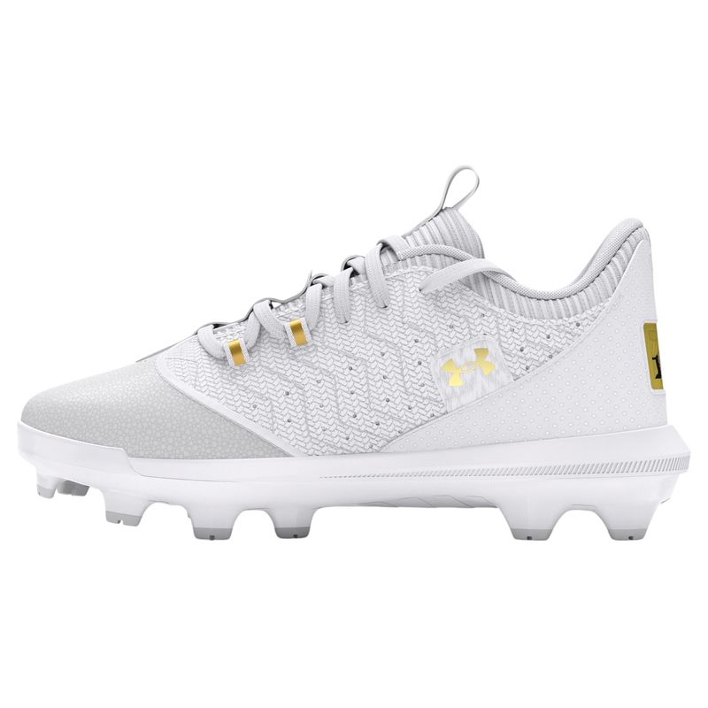 Under Armour Harper 9 TPU Jr Baseball Cleat - Boys' White / White / Metallic Gold