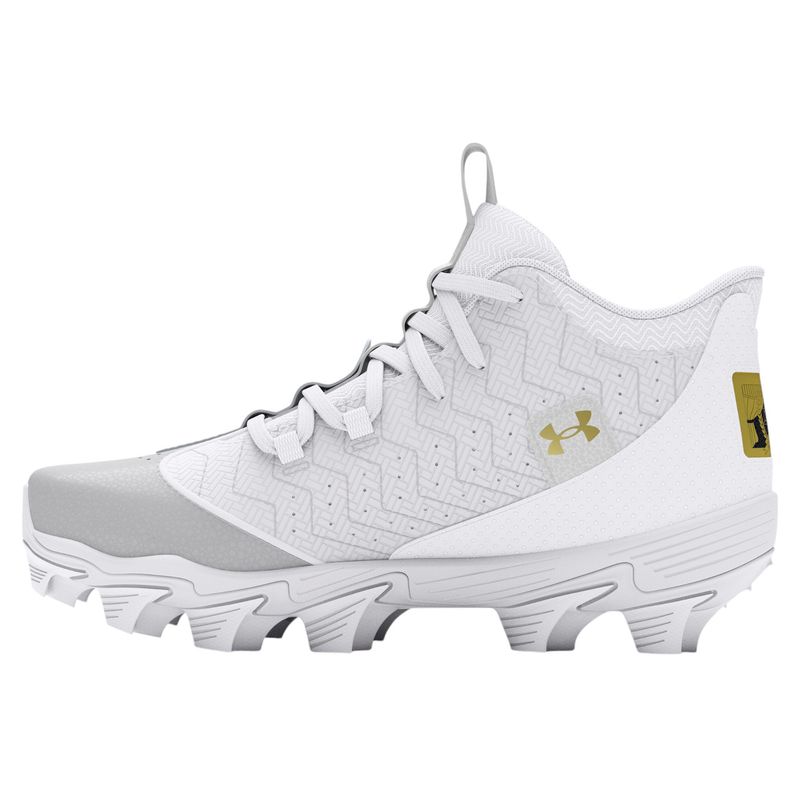 Under Armour Harper 9 RM Jr Baseball Cleat - Boys' White / White / Metallic Gold