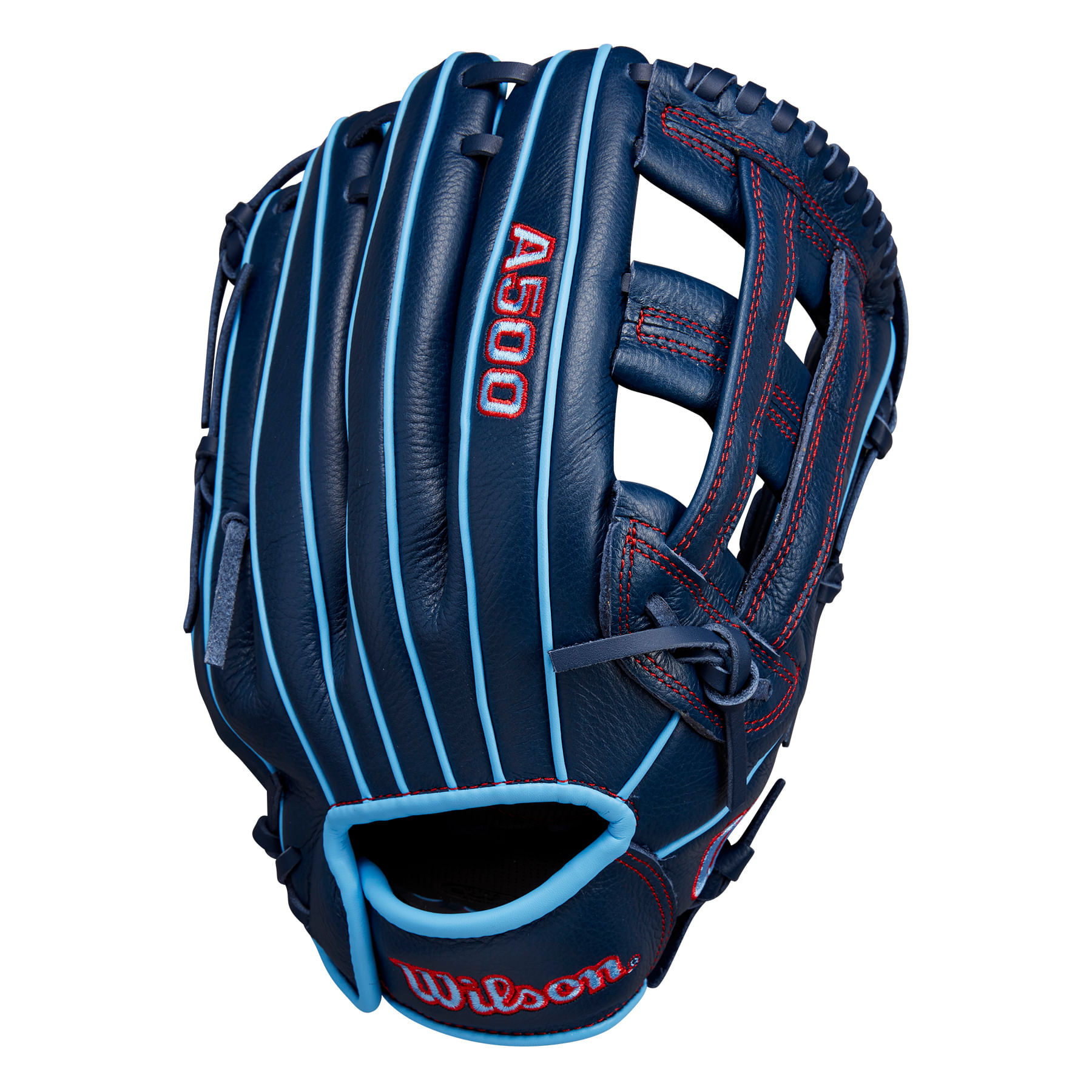 Wilson A500 12" Utility Baseball Glove - Youth Navy / Cool Blue / Red