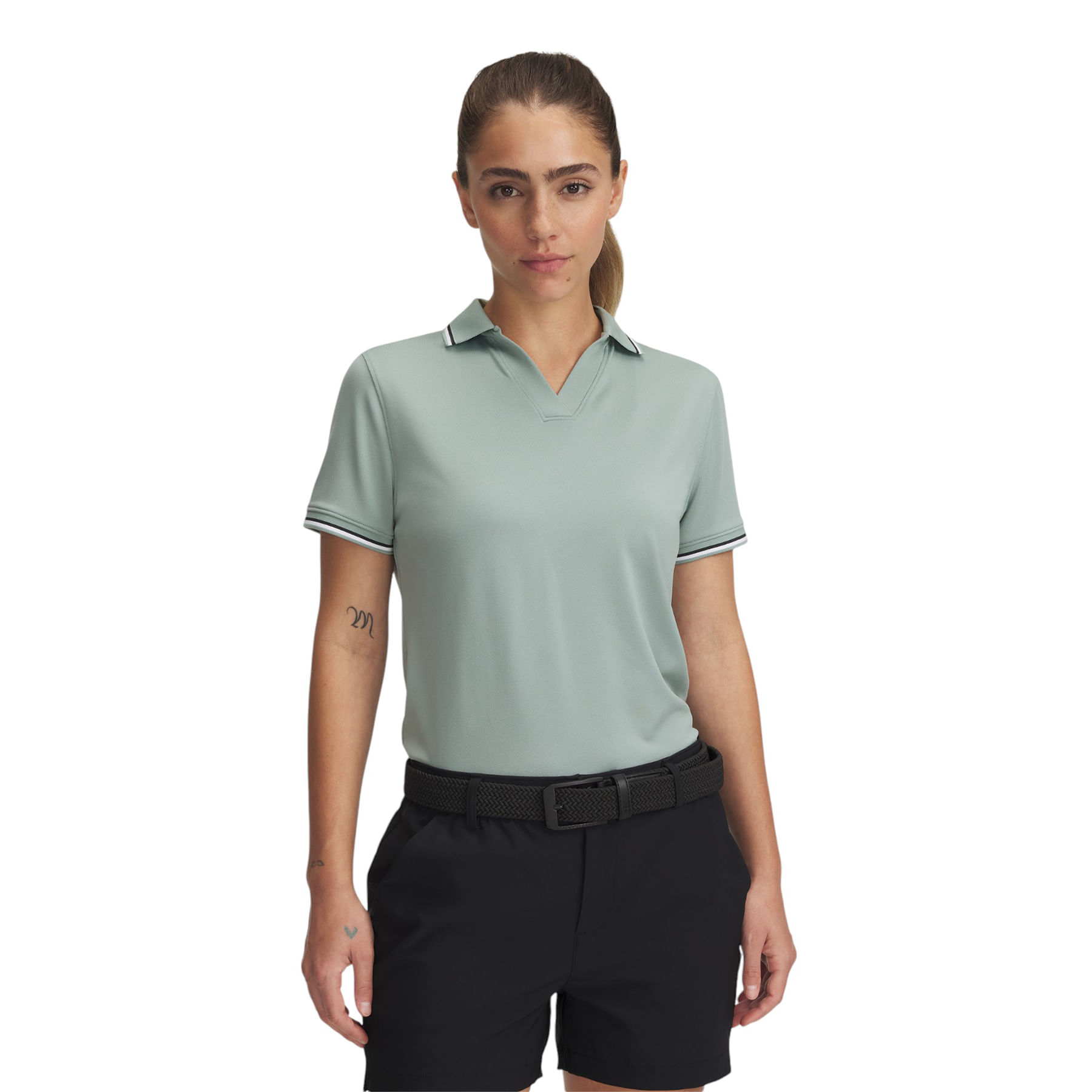 Under Armour UA Drive Rib Short Sleeve Polo - Women's Silica Green / Black / Black