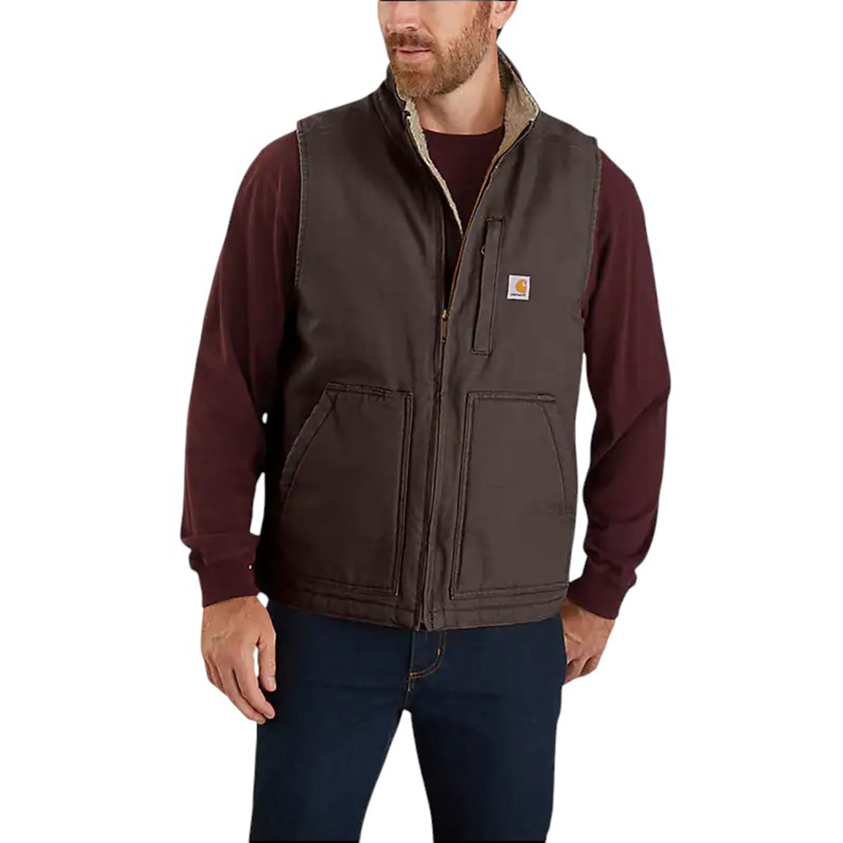 Carhartt LooseFit Washed Duck Lined Vest - Men's Dark Brown