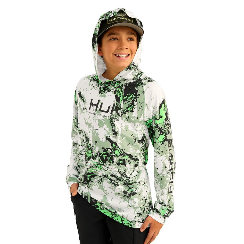 Huk Mossy Oak Printed Pursuit Hoodie - Youth Fog Green