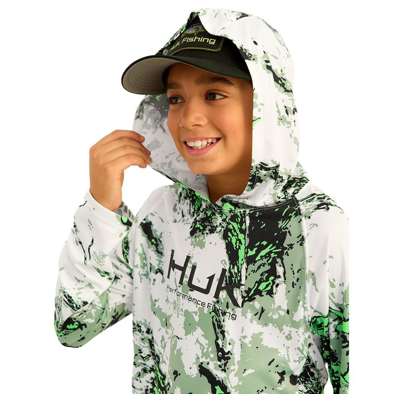 Huk Mossy Oak Printed Pursuit Hoodie - Youth Fog Green