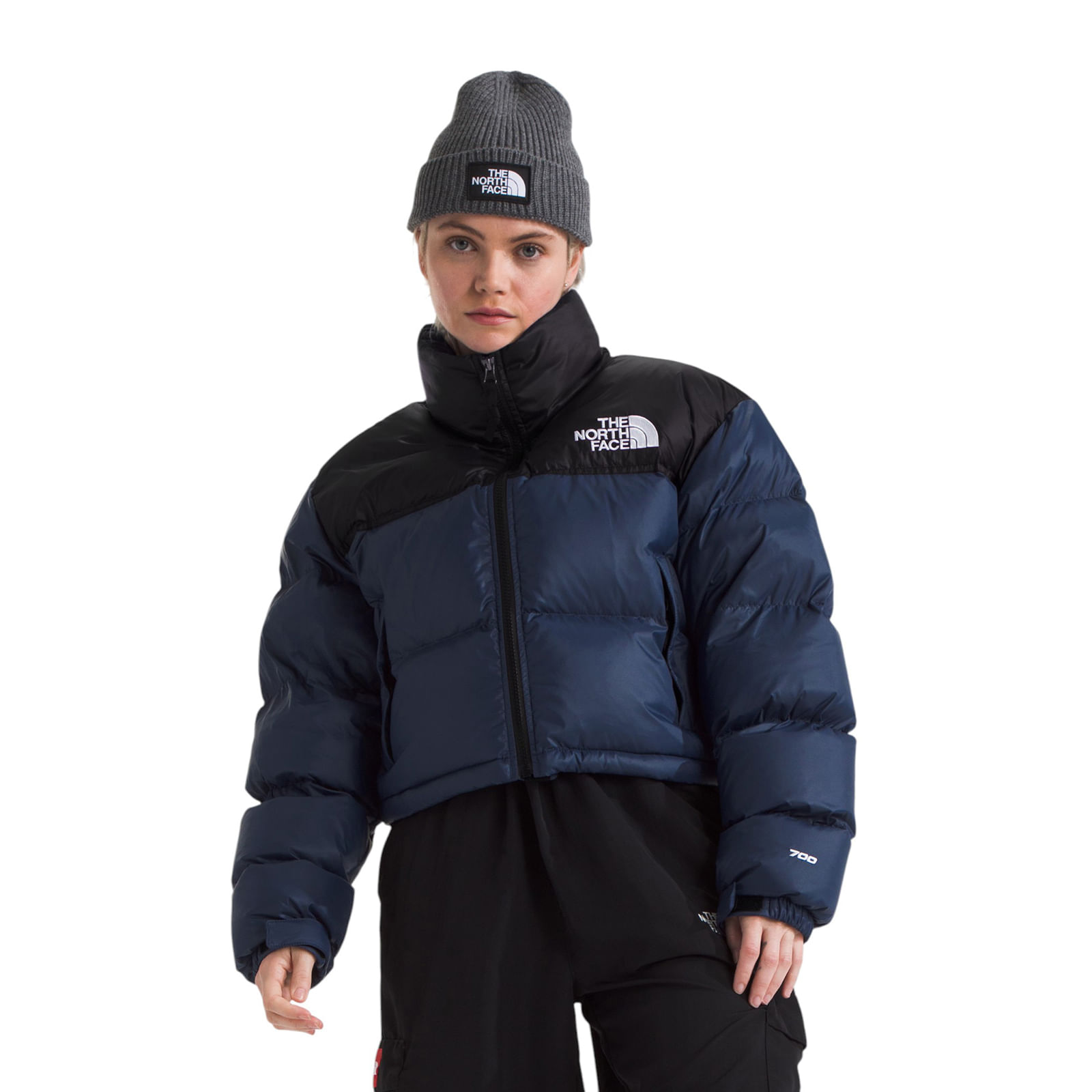 The North Face Nuptse Short Jacket - Women's Summit Navy / TNF Black