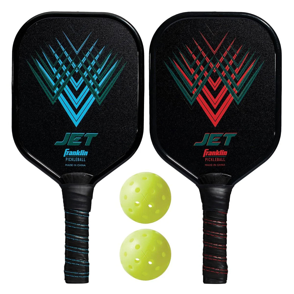 Franklin Sports Jet Aluminum Pickleball Paddle Set Black / Blue / Red