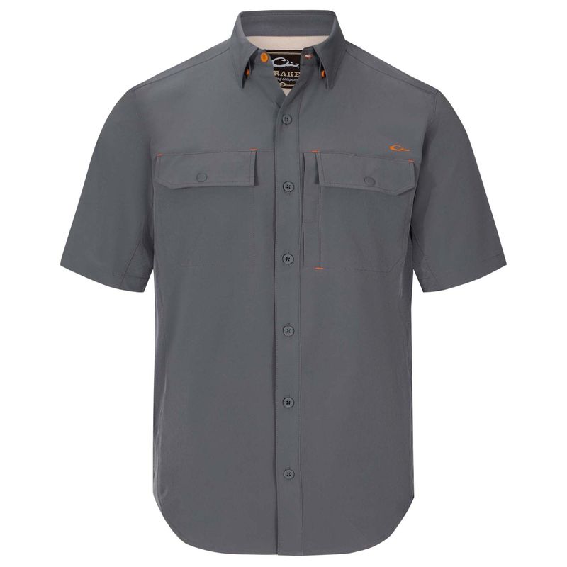 Drake Waterfowl Lake Shore Performance Short Sleeve Shirt - Men's Castlerock Grey