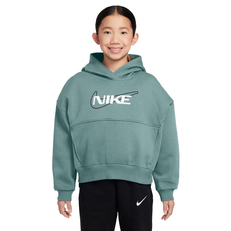 Nike-NSW-Club-Fleece-Boxy-GX-Star-Hoody---Girls--Cannon---White