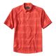 Orvis Tech Chambray Short-Sleeved Plaid Work Shirt - Men's Red Clay / Papaya
