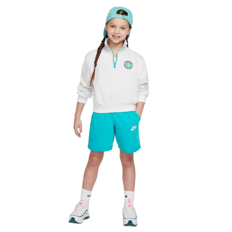Nike-Sportswear-Club-Fleece-LS-Half-Zip---Girls--Birch-Heather---Dusty-Cactus---Dusty-Cactus