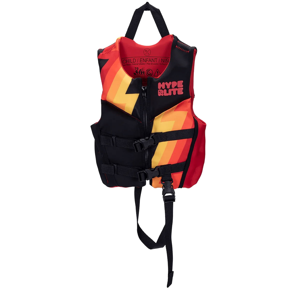 Hyperlite Indy CGA Neo Life Jacket - Boys Black / Orange