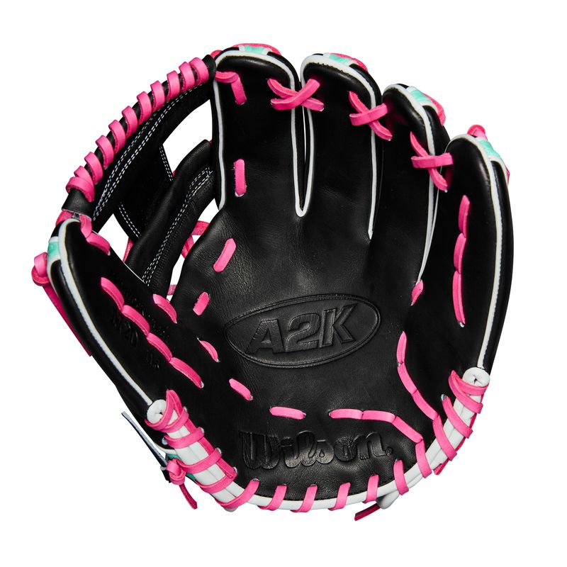 WILSON-GLOVE-A2K-SUMMER-2025-1720-Black---Seafoam-SuperSnakeSkin---Flamingo-Pink