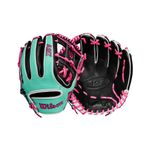 WILSON-GLOVE-A2K-SUMMER-2025-1720-Black---Seafoam-SuperSnakeSkin---Flamingo-Pink