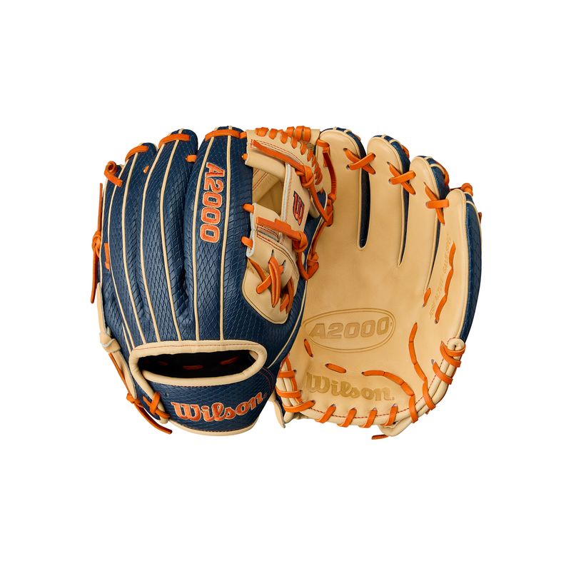 WILSON-GLOVE-A2000-SUMMER-2025-JA27-Navy---Navy-SuperSnakeSkin---Blonde---Orange