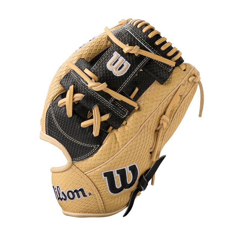 WILSON-GLOVE-A2000-SUMMER-2025-KBH13-Blonde---Blonde-SuperSnakeSkin---Black---Wilson-Yellow