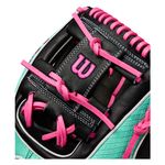 WILSON-GLOVE-A2K-SUMMER-2025-1720-Black---Seafoam-SuperSnakeSkin---Flamingo-Pink