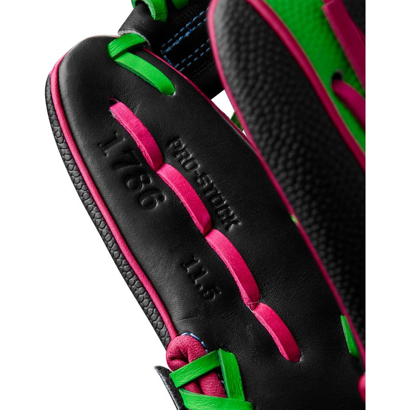WILSON-GLOVE-A2000-SUMMER-2025-1786-Black---Neon-Green-SuperSkin---Black-SuperSkin---Flamingo-Pink