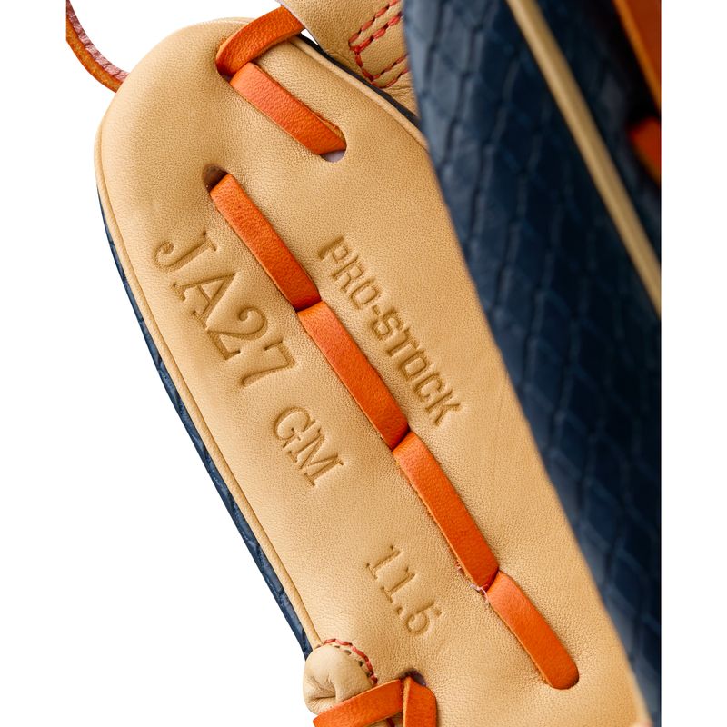 WILSON-GLOVE-A2000-SUMMER-2025-JA27-Navy---Navy-SuperSnakeSkin---Blonde---Orange