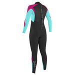 O-neill-Epic-4-3mm-Back-Zip-Full-Wetsuit---Girls-Black---Seaglass---Berry