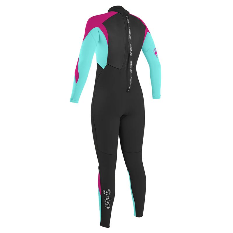 O-neill-Epic-4-3mm-Back-Zip-Full-Wetsuit---Girls-Black---Seaglass---Berry