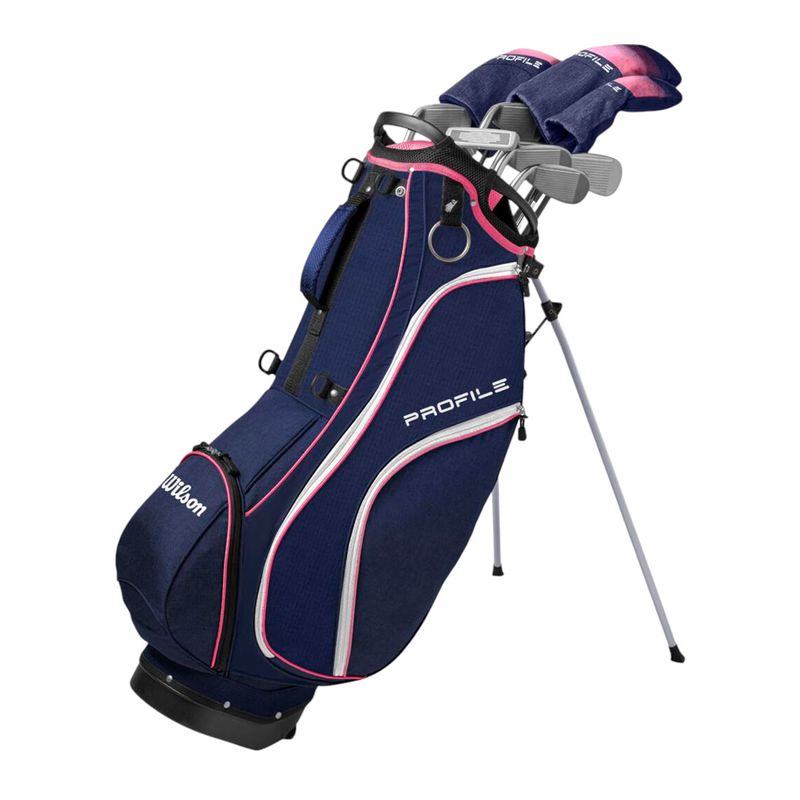 Wilson-Profile-Complete-Golf-Club-Stand-Bag-Set---Women-s-Blue---Pink