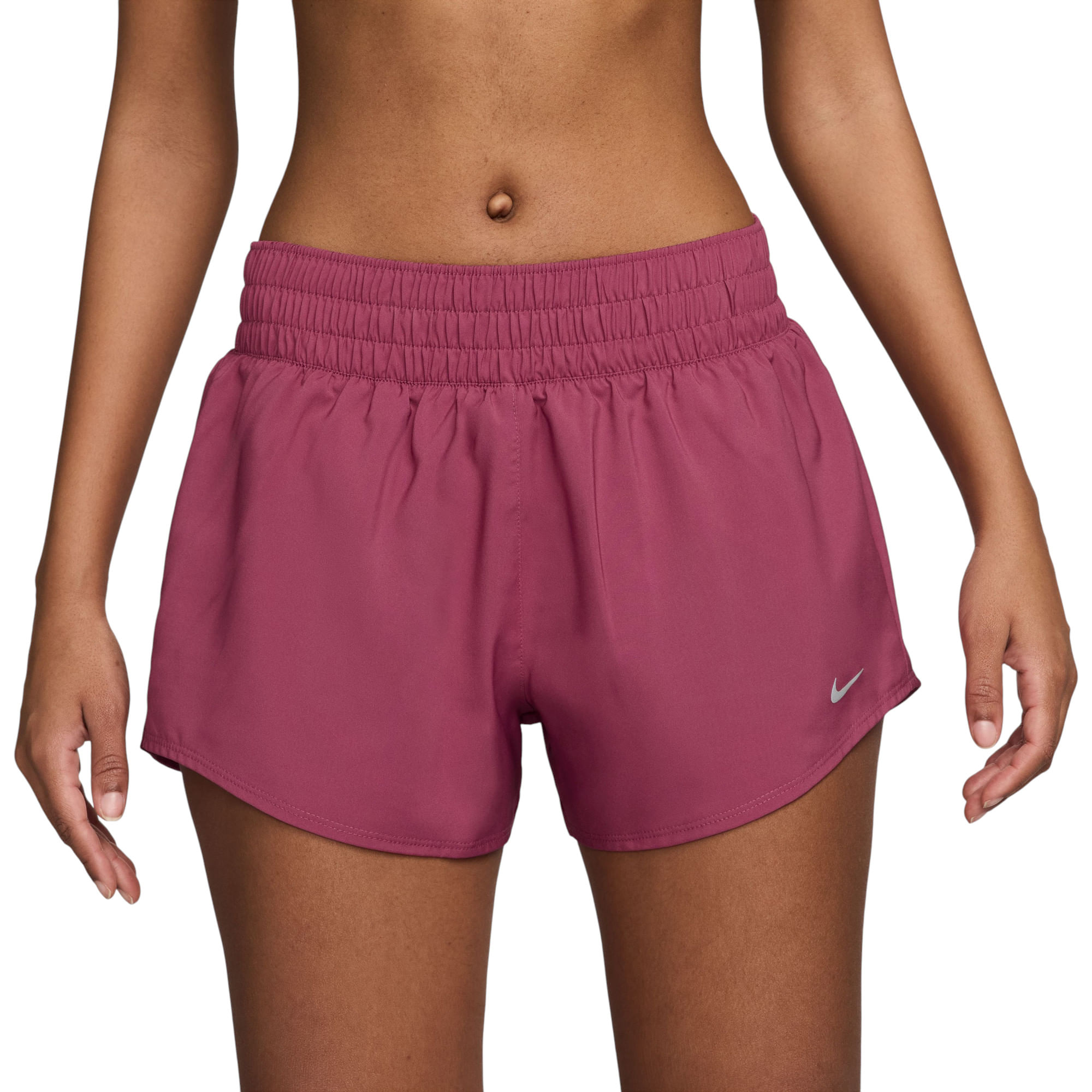 Nike One Dri-FIT Mid-Rise 3" Brief-Lined Shorts - Women's Sweet Beet / Reflective Silver