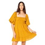 ROXY W SUNSET OASID DRESS Buckthorn Brown Mini Zephyr Plaid