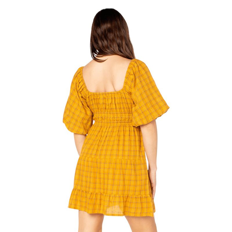 ROXY W SUNSET OASID DRESS Buckthorn Brown Mini Zephyr Plaid