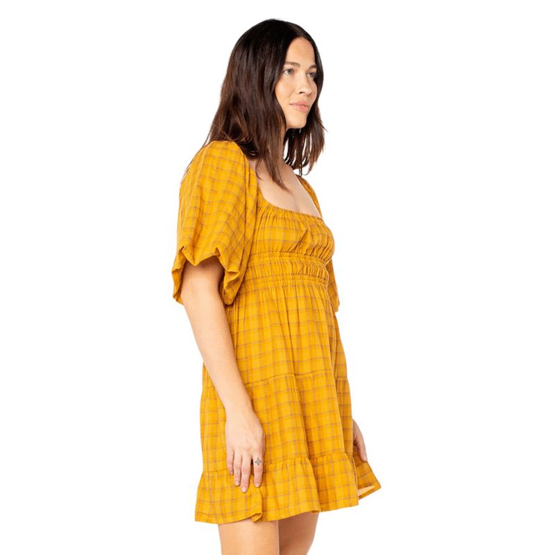 ROXY W SUNSET OASID DRESS Buckthorn Brown Mini Zephyr Plaid