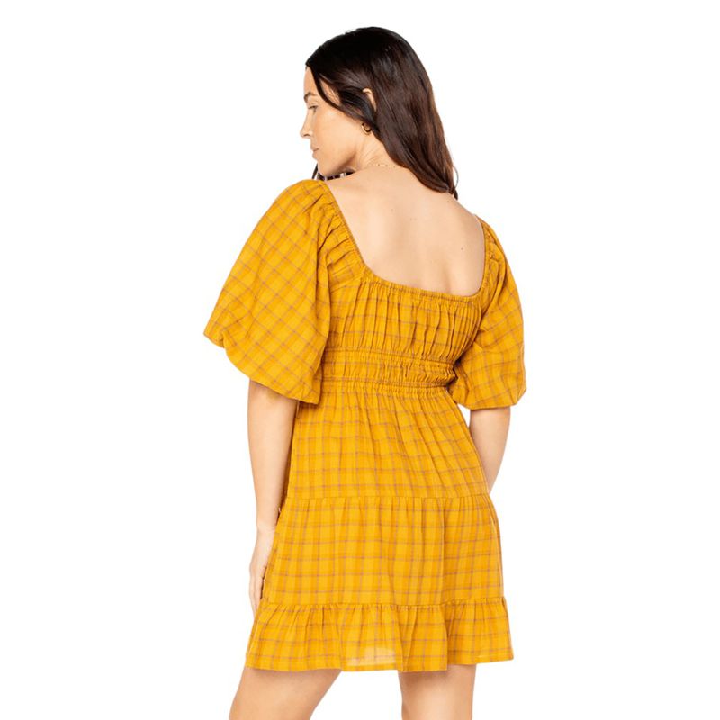 ROXY W SUNSET OASID DRESS Buckthorn Brown Mini Zephyr Plaid