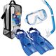 TUSA Mini-Kleio Hyperdry Youth Travel Snorkel Set Clear Blue