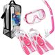 TUSA Mini-Kleio Hyperdry Youth Travel Snorkel Set Clear Pink
